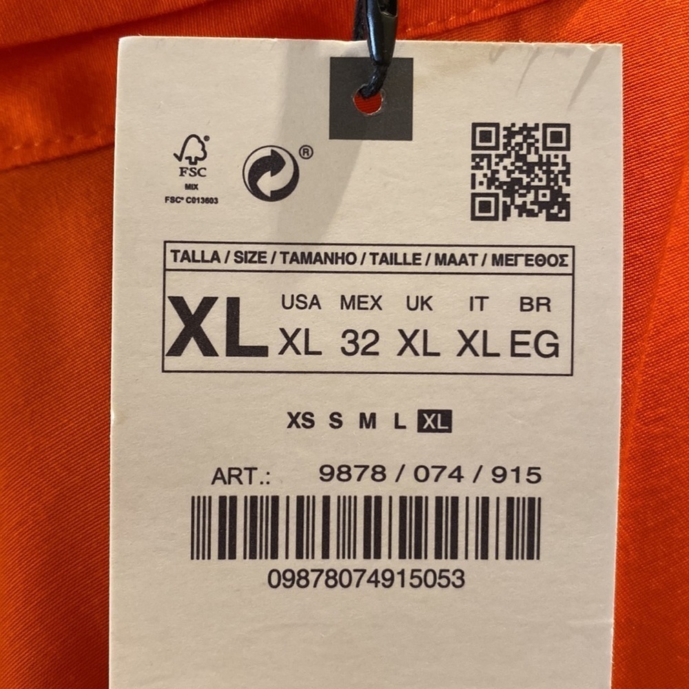 NWT Zara orange collared tunic w/4 gold buttons, front pocket, button cuffs 🧡 - Picture 6 of 7